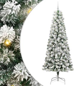 vidaXL Műanyag Hajtogatós Karácsonyfa 300 LED-del Zöld és Fehér 240 cm