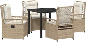 vidaXL Kert étkező szett 5 pcs Beige és Krémszínű polirattan