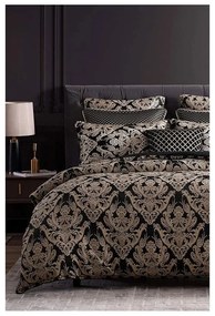 Barna kétszemélyes hosszabbított négyrészes renforcé pamut ágyneműhuzat lepedővel 200x220 cm Damask – Mila Home