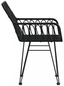 2 db fekete PE rattan karfás kerti szék 56 x 64 x 80 cm