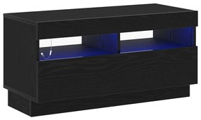 LED világításos TV szekrény - Fekete tölgy, 80x35x40 cm, Mérnöki fa