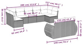 9 részes fekete polyrattan kerti ülőgarnitúra párnákkal