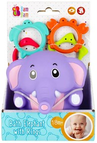 Elefánt Purple baba fürdőjáték gyűrűkkel