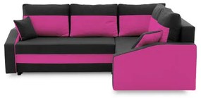 Sarok kinyitható ülőgarnitúra GRANDE PLUS - mikro Jobb Fekete / Rózsaszín