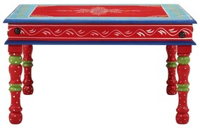 kézzel festett piros tömör mangófa dohányzóasztal