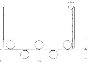Zambelis 1998 - Csillár zsinóron 5xE14/15W/230V arany