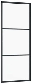 fekete ESG üveg tolóajtó fémszerelvény-szettel 76x205 cm