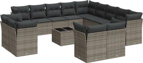 vidaXL 14 részes szürke polyrattan kerti ülőgarnitúra párnákkal