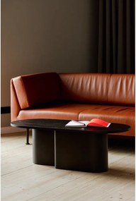 Fekete dohányzóasztal tölgyfa dekoros asztallappal 50x115 cm Looi – noo.ma