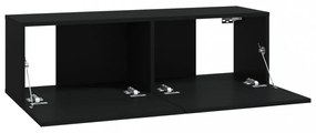 2 db fekete szerelt fa fali TV-szekrény 100 x 30 x 30 cm