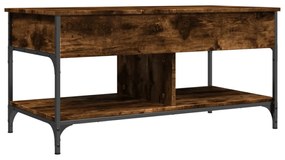 füstös tölgy szerelt fa és fém dohányzóasztal 100 x 50 x 50 cm