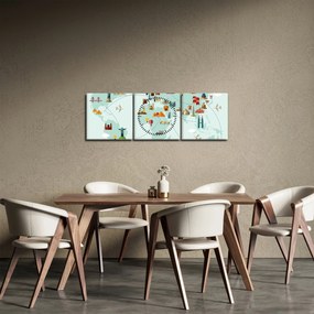Kép - Térkép műemlékek piktogramjaival (órával) (90x30 cm)