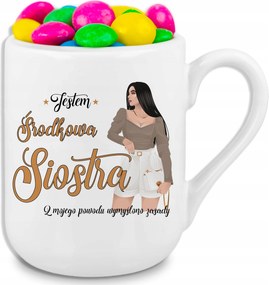 Fehér Bögre 330ml Coffee Ajándék Középső Nővérnek, Sok Mintával