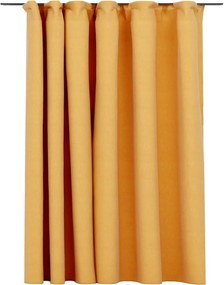 vidaXL sárga vászonhatású sötétítőfüggöny kampókkal 290 x 245 cm