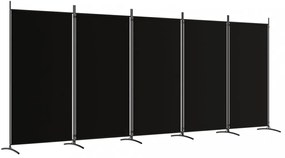 5 paneles fekete szövet térelválasztó 433x180 cm