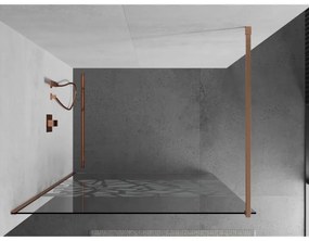 Mexen Kioto, Walk-In zuhany paraván 70 x 200 cm, 8 mm átlátszó üveg fehér mintás, réz matt profil, 800-070-101-65-85