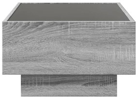 szürke sonoma szerelt fa dohányzóasztal LED-del 70 x 50 x 30 cm