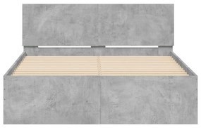 betonszürke ágykeret fejtámlával és LED-del 140x190 cm