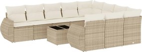 vidaXL 11 részes bézs polyrattan kerti ülőgarnitúra párnákkal