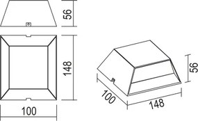 Globo 34175 Kültéri falikar alumínium antracit szín, fehér műanyag búrával. IP54, SzxM:148x100, AL:56, tartozék: 1xLED 7W, 400lm, 230V, 3000K