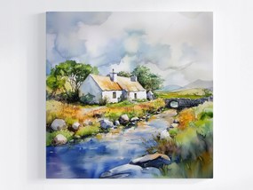 Poszter Tájkép Írország Falu Ház Híd Patak Kilátás 80x80