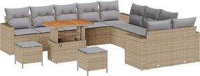 vidaXL Kerti Kanapé Szett 13 pcs Bézs polirattan