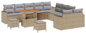 vidaXL Kerti Kanapé Szett 13 pcs Bézs polirattan