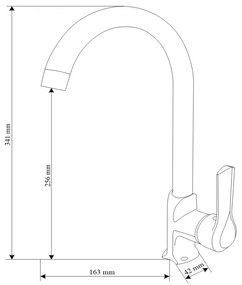 Mexen SABRE - Magas csap / mosogató, Fekete, 72190-70