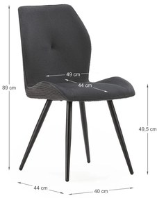 Fekete kordbársony étkezőszék szett 2 db-os Adaya – Marckeric