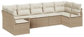 vidaXL Kanapé Szett párnával 7 pcs Bézs polirattan