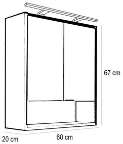Luna 60 felső tükrös szekrény fehér