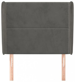 sötétszürke bársony fejtámla szárnyakkal 103 x 23 x 118/128 cm
