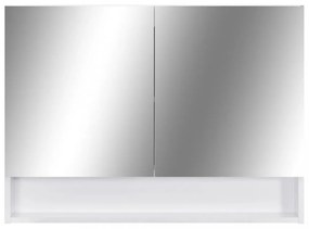 fehér MDF tükrös fürdőszobaszekrény 66 x 17 x 63 cm