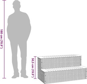 pezsgőfürdő lépcső bézs 100x50x50,5 cm polyrattan és akácfa