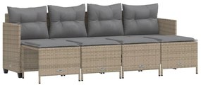 5 részes bézs polyrattan kerti ülőgarnitúra párnákkal