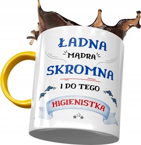 Sárga Bögre Higiénikus Csinos Okos Szerény Nyomtatott Fotóval