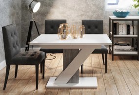 MEVA étkezőasztal, 80x75x80, fehér fényű/beton