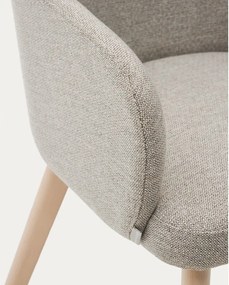 Bézs kárpitozott karfás étkezőfotel Nelida – Kave Home