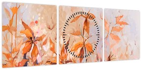 Kép - Festett virágok (órával) (90x30 cm)