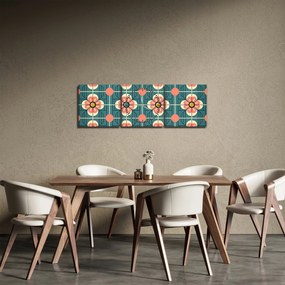 Kép - Retro virágminta (órával) (90x30 cm)