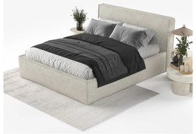 Bézs kárpitozott ágyneműtartós franciaágy ágyráccsal 180x200 cm Lounge L – Maison de Rêve