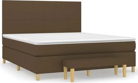 vidaXL sötétbarna szövet rugós ágy matraccal 180 x 200 cm