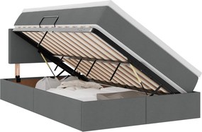 vidaXL Ágy tárolóval és matraccal Sötétszürke 120 x 190 cm Faanyag