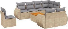 vidaXL 9 részes bézs polyrattan kerti ülőgarnitúra párnákkal
