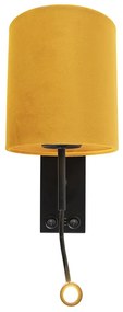 Fali lámpa fekete bársony sárga árnyékolóval - Stacca