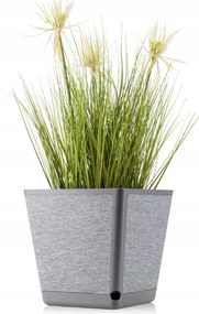 Négyzet Alakú kaspó szürke textil nagy Állvánnyal És Mérővel h24x24 cm