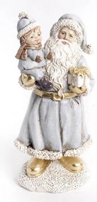 Télapó kislánnyal a kezében ezüst zöldes