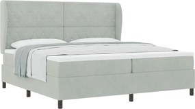 vidaXL Boxrugós ágy matracmal Világosszürke 200 x 200 cm Poliészter