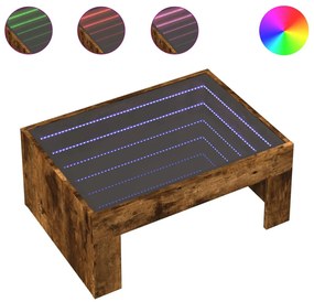 Füstös tölgy végtelen hatású LED-es dohányzóasztal 70x50x30 cm