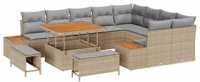 vidaXL Kerti Kanapé Szett 12 pcs Bézs polirattan